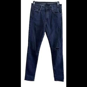 AG Adriano Goldschmied Farrah High Rise Skinny Ankle Frayed Black ‎ Size 26R